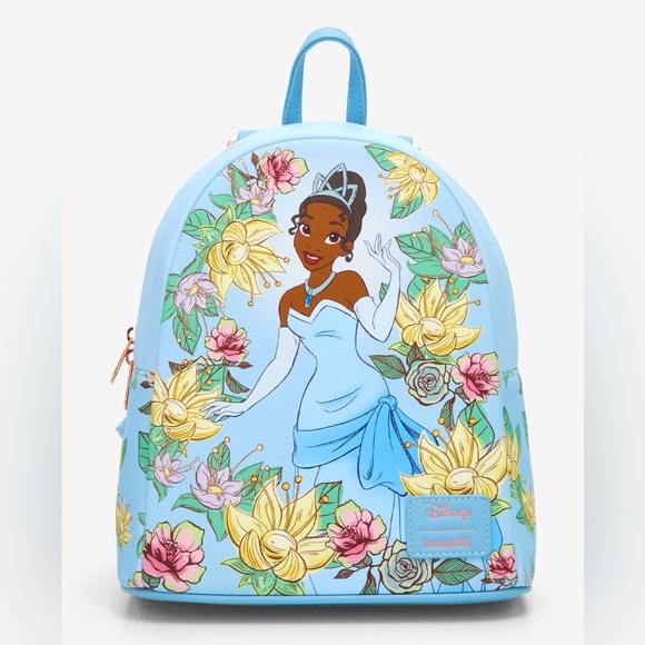 Loungefly Handbags - NWT Loungefly Disney Princess and the frog Tiana Floral Blue Backpack